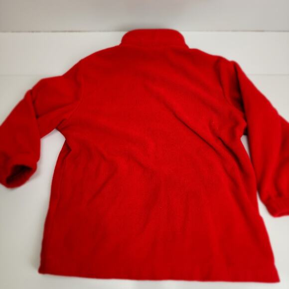 Solid Red Zip Up Fleece Jacket Pockets & Elastic Wrists Children's Size S (6-7) - Picture 4 of 6